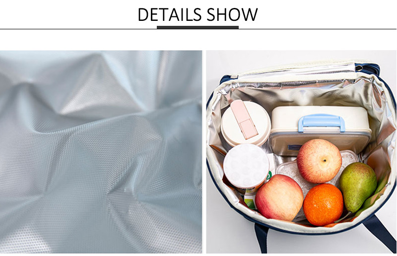 Double Zipper Polyester 22CM Depth Insulated Lunch Cooler Bags