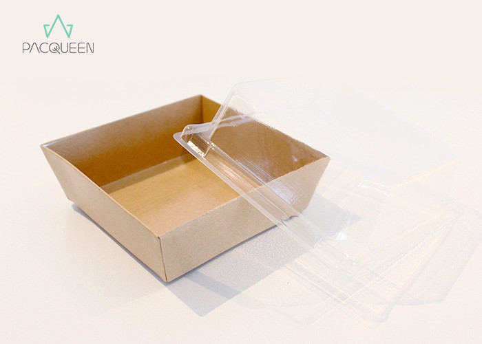 Salad Boxes Takeaway Food Containers PE lining with Plastic Clear Lids