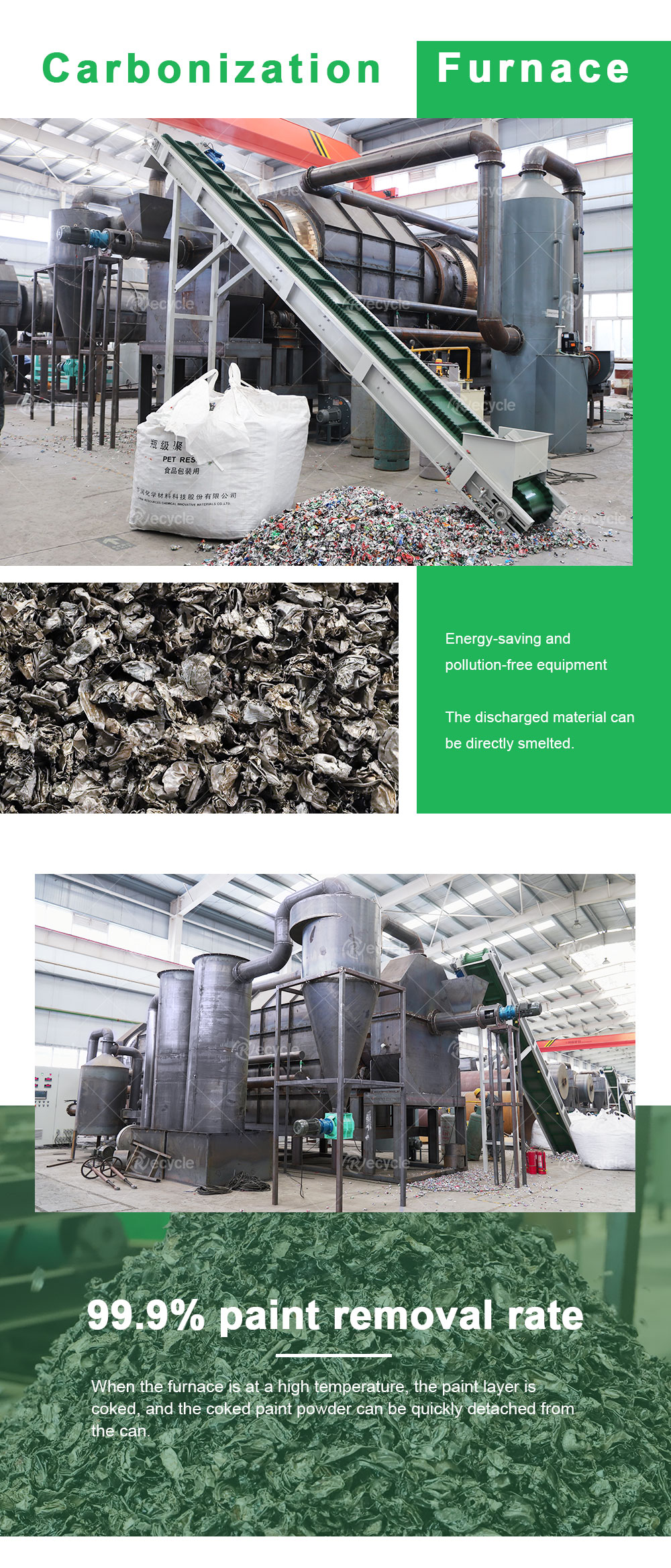 Aluminum Cans Paint Carbonization Furnace UBC Cans Decoating Machine