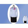 Buy cheap Modern Office Slim Long Sleeve Work Uniform Lady Blue White Striped Shirt from wholesalers