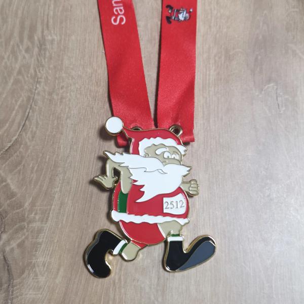 Zinc Alloy Christmas Running Medals 80mm Santa Dash Medals With Sublimation