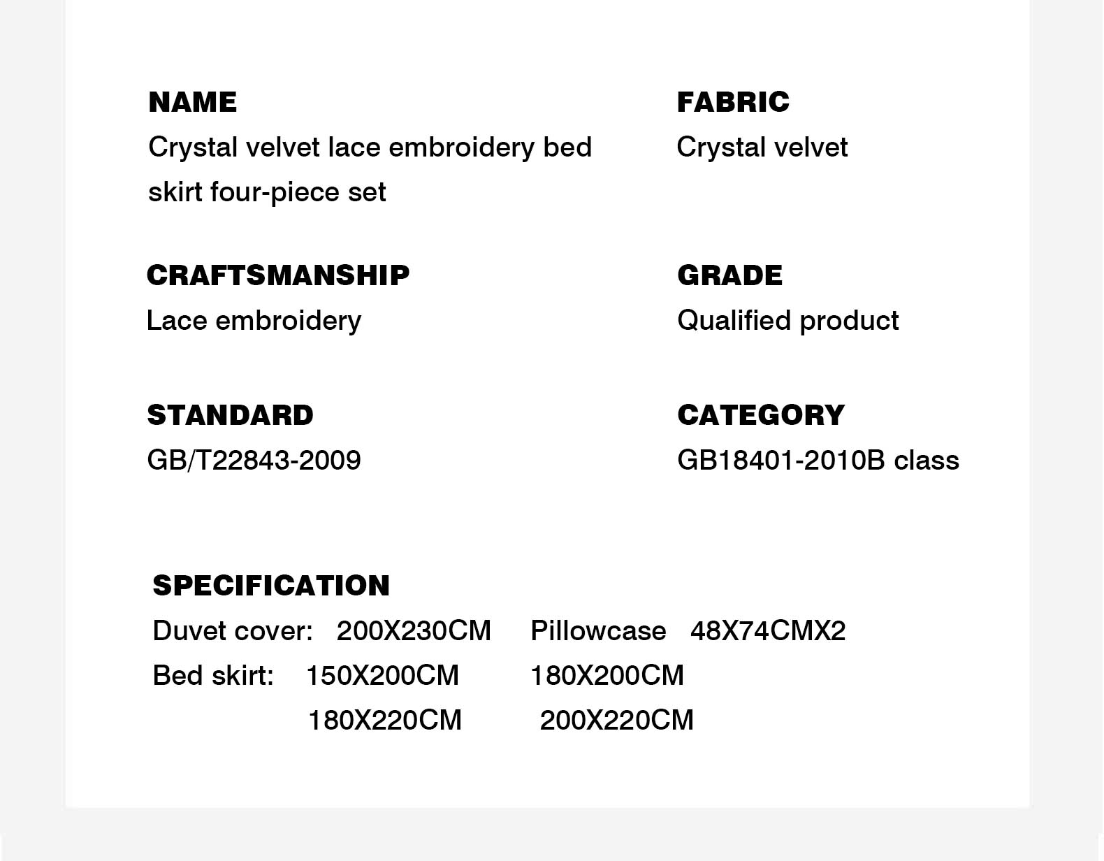 Wedding Four-piece Kit Bedding Set with Easy Care Fade-Free Embroidery Lace Bed Skirt