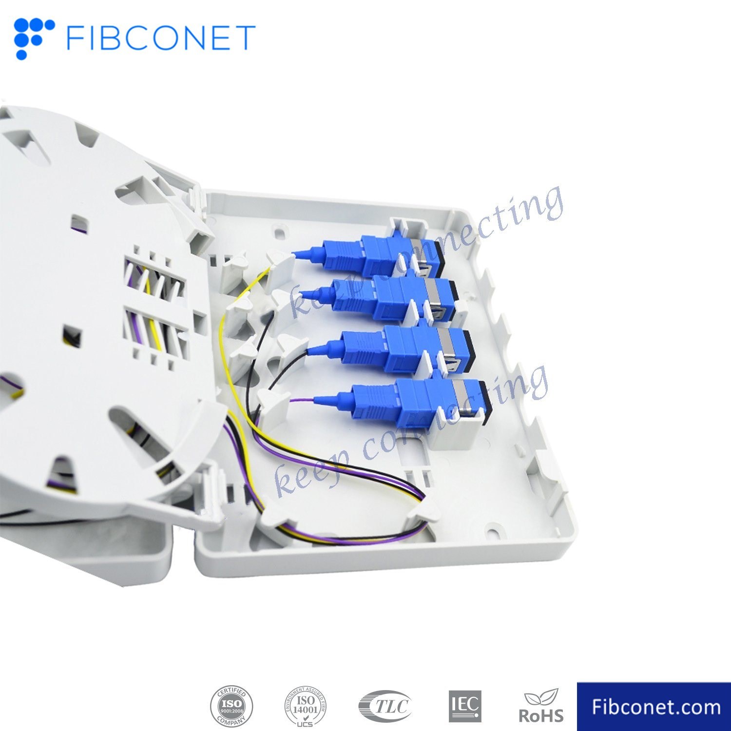 4 Ports Mini Optical Terminal Box for Fiber Optic Wall Outlet Made of PC ABS Material