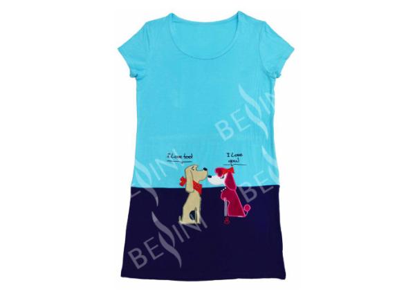 Quality Super Soft Ladies Viscose Pyjamas Short Sleeve Night Dress Dog Embroiderry for sale