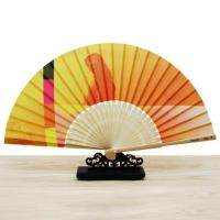 Buy cheap Custom Printed Logo Folding Bamboo Handfan Rib Wedding Wooden Handheld White product