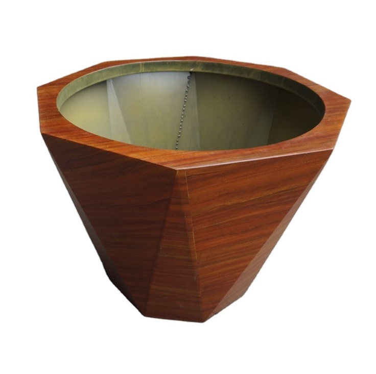 Wood grain stainless steel flower pots & planters outdoor square large