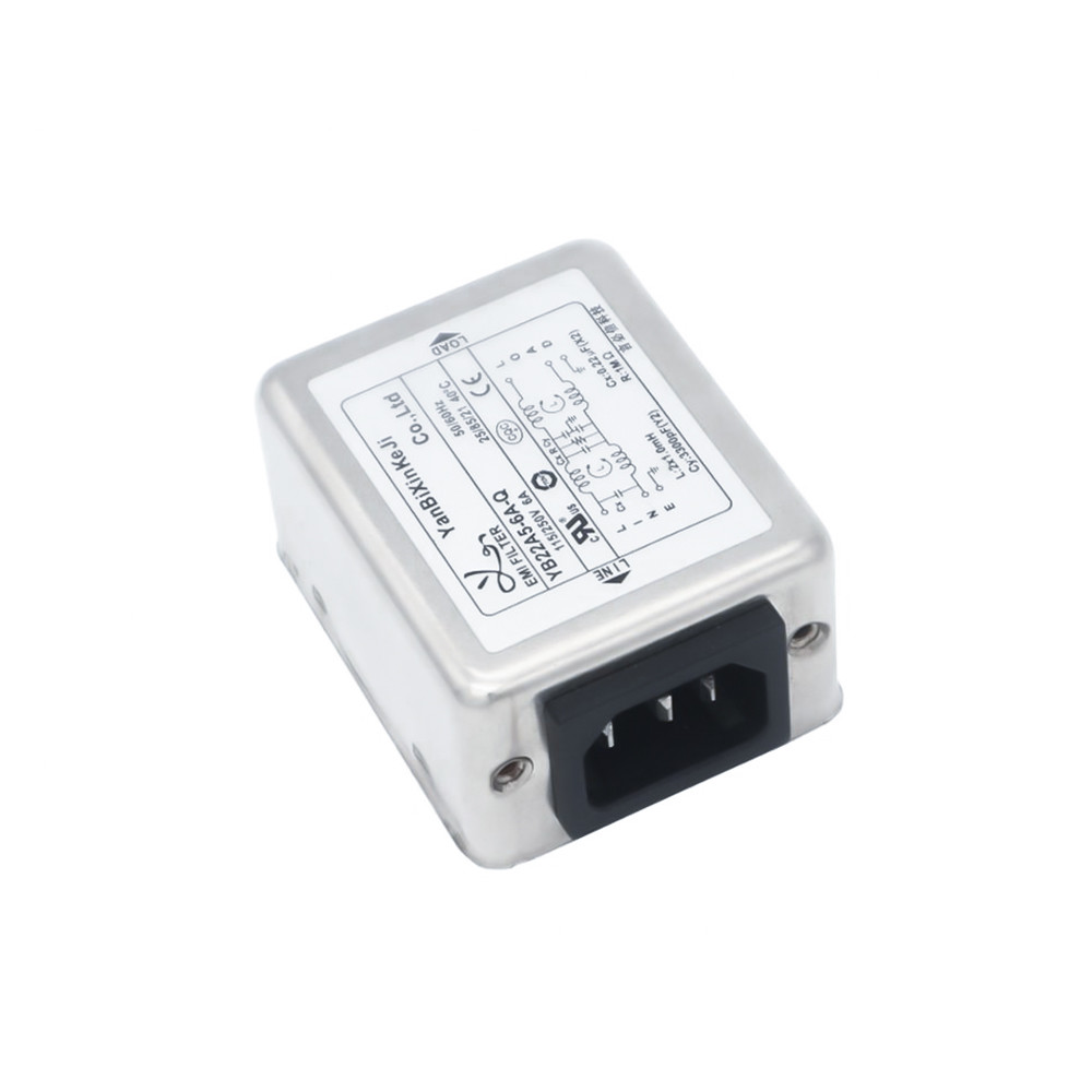 Dual Stage IEC Inlet Filter 220V 6A Single Socket EMI Filter For Power Switch