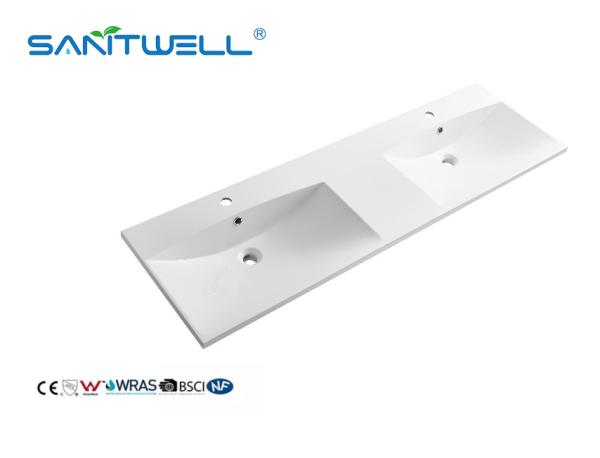 Wholesale China SW1524-D Suppliers Double Hand Stone Resin Basins Thin Edge