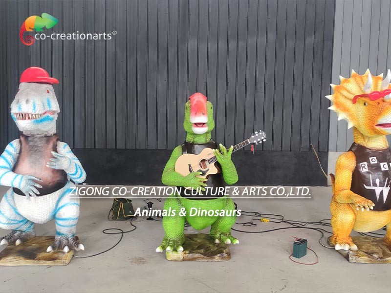 Outdoor Life Size Animatronic Dinosaurs Band 1.8 Meters Height For Dinosaur Park