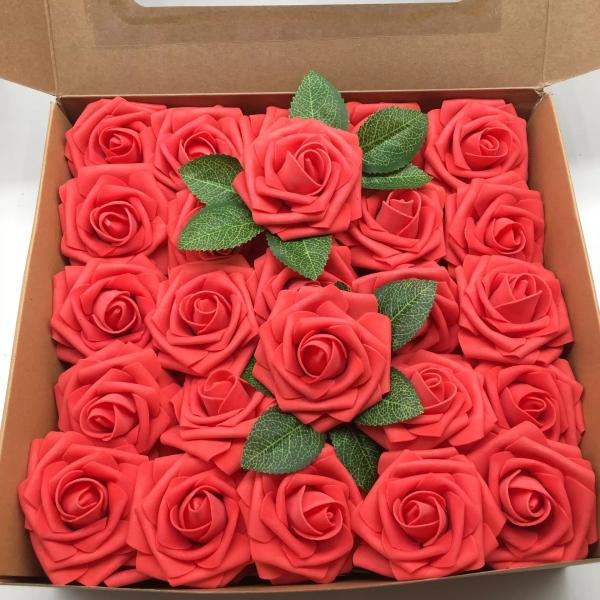 Buy cheap Artificial Flower Foam Rose With Leaf and Stem For Wedding gift Birthday gift Christmas Day Gift from wholesalers