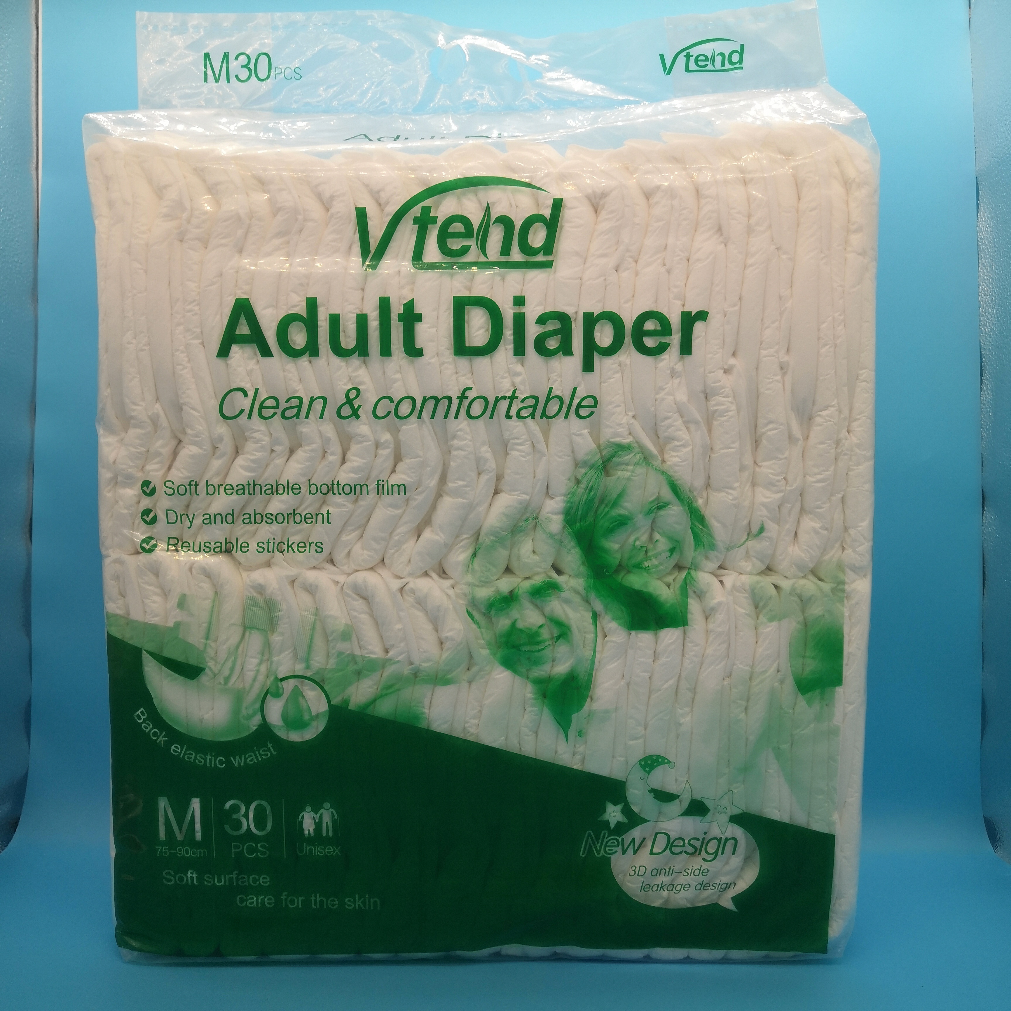 Disposable 6000 ml Adult Diaper for High Absorption and 3D Leak Prevention Channel