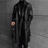 Buy cheap Csutom Men Leather Long Black Hip Hop Double Breasted Trench Coat from wholesalers