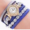 Buy cheap Ladies Fashion Long Strap PU Leather Belt Diamonds Wrist Band Watch from wholesalers