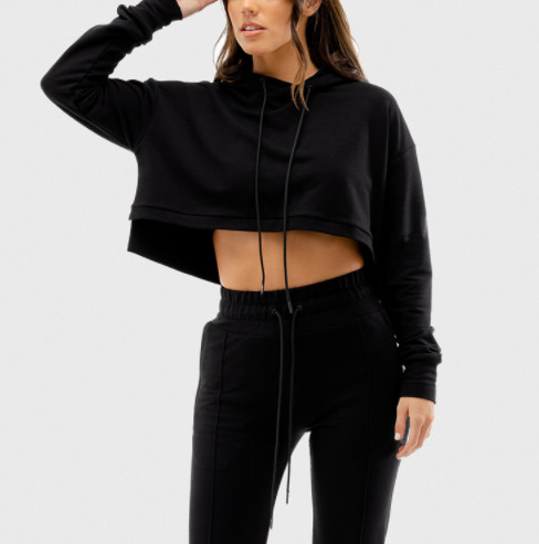 Sweater Suit Slimitness Women Crop Hoodies
