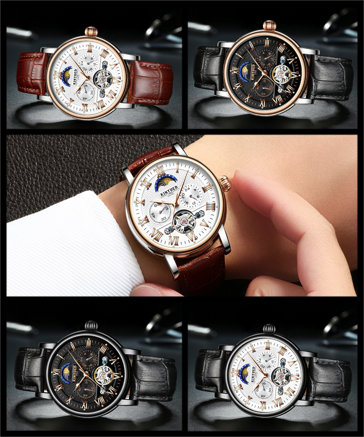 KINYUED 2019 Creative Automatic Men Watches Luxury Brand Moon Phase Mens Mechanical Watch