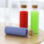 500ml Portable Glass Water Bottle Bamboo Lid Odor Free Heat Resistance