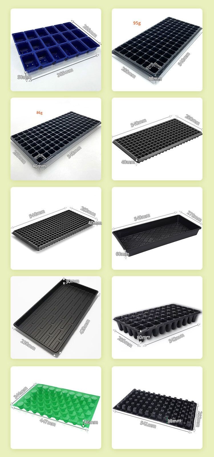Custom PVC Plastic Black Plastic Seed Trays 288 Hole For Agricultural Planting