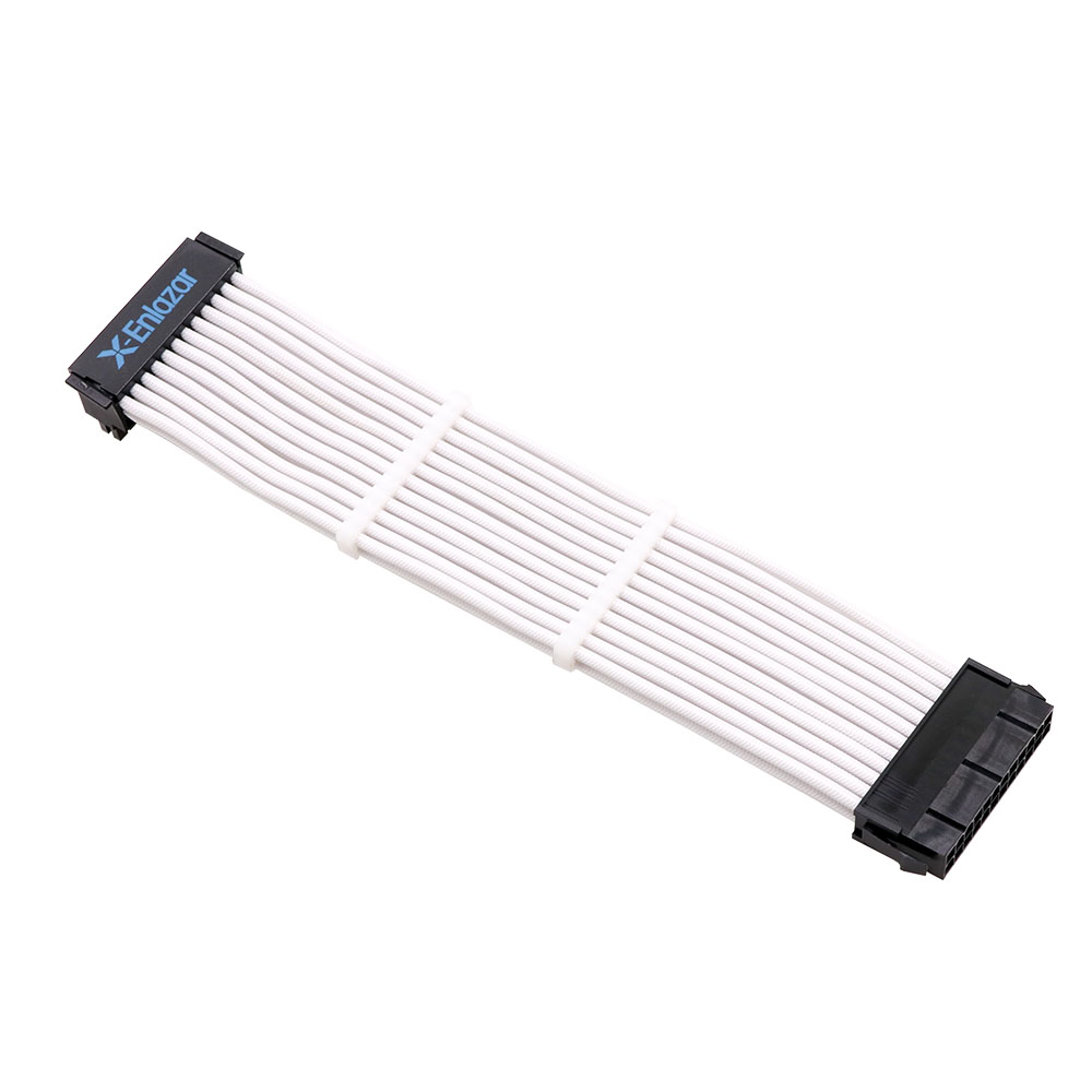 Wholesale 90 Degree Bradided Sleeved 24pin Connector 16 Awg PSU Wire Harness ATX Female to Male Elbow Data Cable Computer