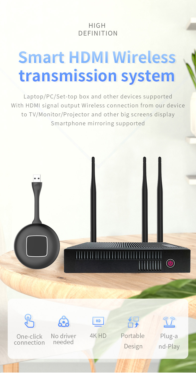 60Hz Wireless Presenter Hdmi Extender 8G Dual Wifi VGA