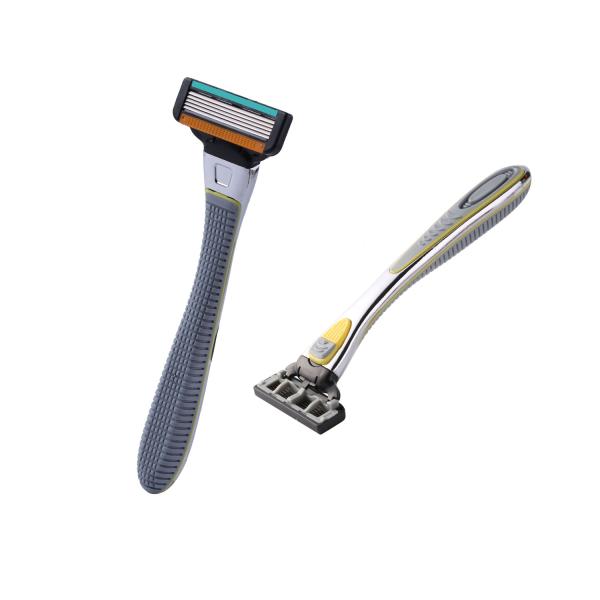 Buy cheap Rubber Handle 5 Blade Disposable Razors , Gray Color Mens Shaving Razor from wholesalers