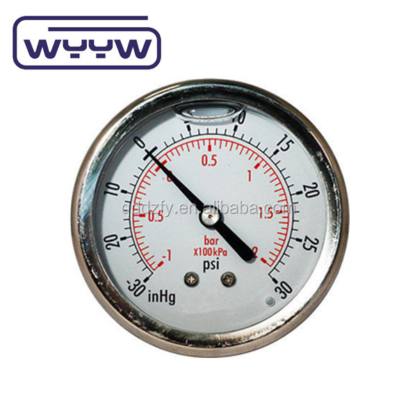 Axial Glycerine 63mm Compound Pressure Gauge Hydraulic Water Pressure Meter Tester Back Mount