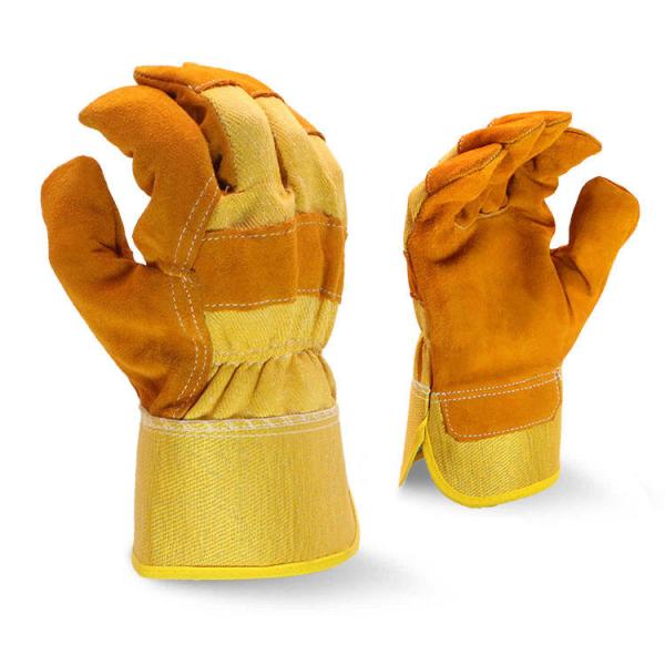 Buy cheap Yellow 35cm 40cm Leather Palm Work Gloves Impact Resistant Thornproof from wholesalers