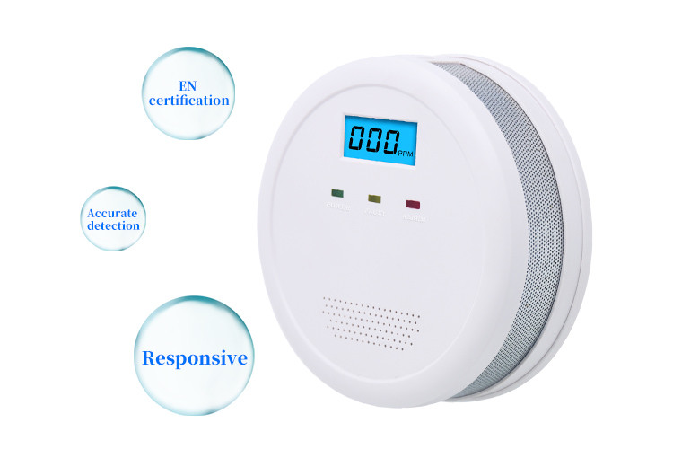 Carbon Monoxide Detector With Led Display 7 Year Battery Auto-Check Battery Powered