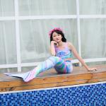 3-12Y Old Children Rainbow Mermaid Tails With Bathing Bikini For Swimming