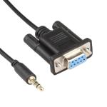 Black RS232 Wire Harness Cable DB9Pin Female To DC 3.5mm Stable