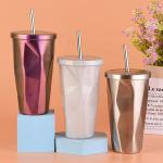 Fashionable Design 480ml Personalized Stainless Steel Mug With Straw Country