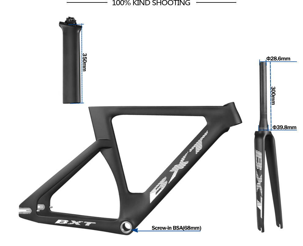Toray T1000 Carbon Fiber Bike Frame 700C Fixed Gear Racing Road Frameset