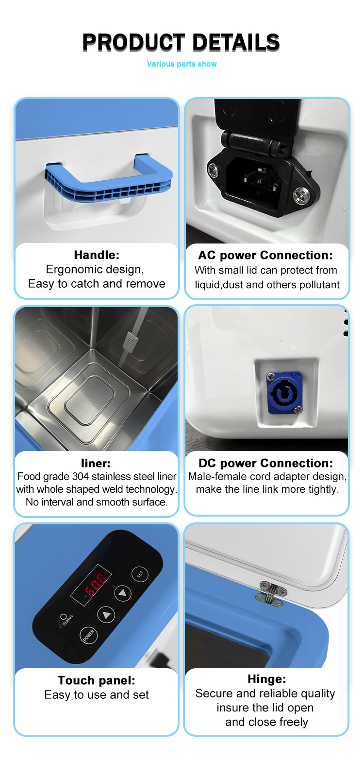ALL Climate Types -25L Minus 86 Degrees ULT Portable Medical Freezer with 100W Power