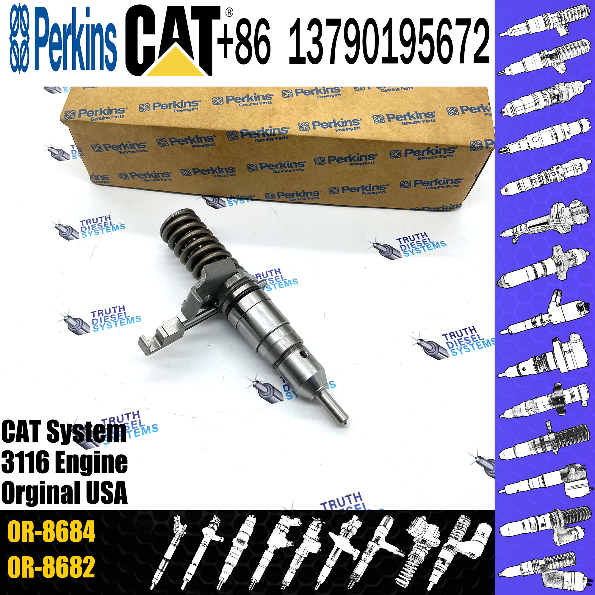Excavator Injector 1278218 127-8218 0R8684 0R-8684 Diesel Engine Parts Nozzle Assembly