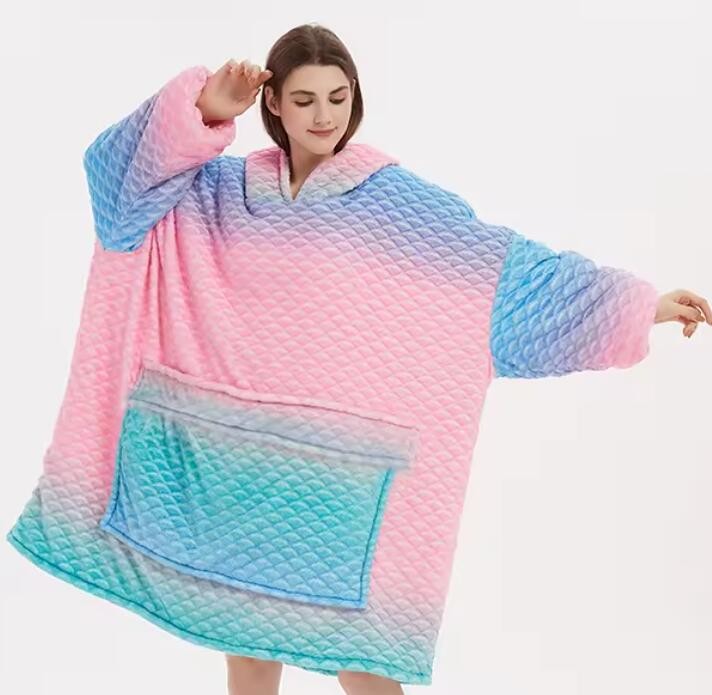 Custom Print Wearable Oversized Hooded Blankets Luxury Colorful