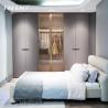 Buy cheap French Style Gray Custom Bedroom Wardrobe With Glass Door Recessed Handles from wholesalers