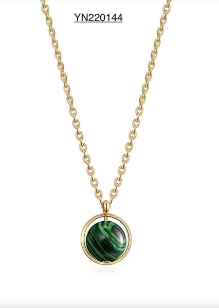 Buy cheap OEM Green Round Stone Pendant Necklace Gold Stainless Torque Jewelry Necklace from wholesalers