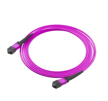 Buy cheap MPO Fiber optic patch cord OM3 OM4 Aqua / Violet patch cord from wholesalers