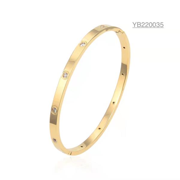 Buy cheap Bling Diamonds Light Luxury Gold Bangle Independent Design SS316l Gold Bangle from wholesalers