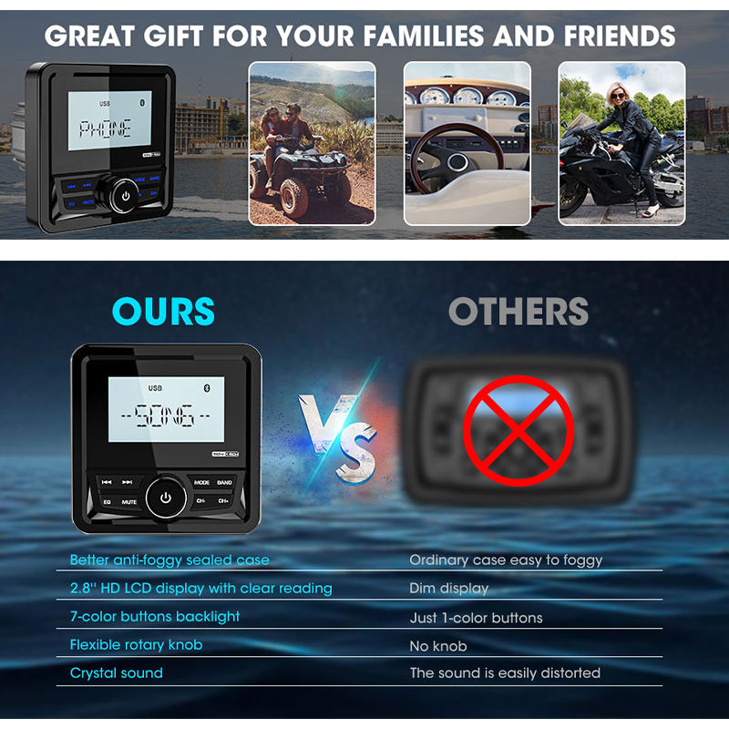 Waterproof Boat Audio Marine Stereo Digital Marine Grade Player FM AM Boat Car MP3 Player