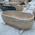 Marble Bathroom Bath Tub Large Oval Natural Stone Bathtub Freestanding Modern