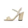 Buy cheap JBHS0301 Nude Woven Raffia Straps Trims Female Heel Sandals Summertime Styling from wholesalers