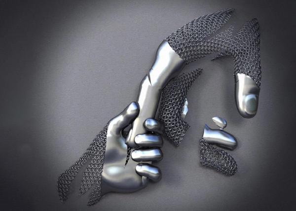Buy cheap Love Hands Design Stainless Steel 3D Metal Wall Sculpture Matt Finish from wholesalers