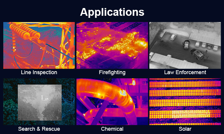 Long Time Fire Brigade Drone Security Patrol Drone 640x512 Thermal Imaging Camera PTZ HX640T-P