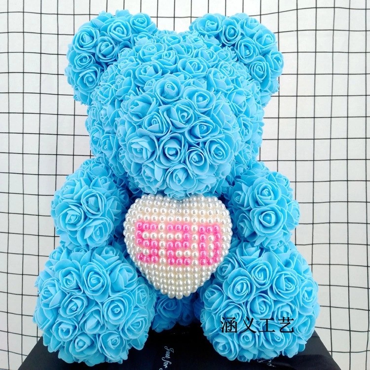 Popular Rose Bear Foam Rose Teddy Bear With Pear Heart For Valentines Day