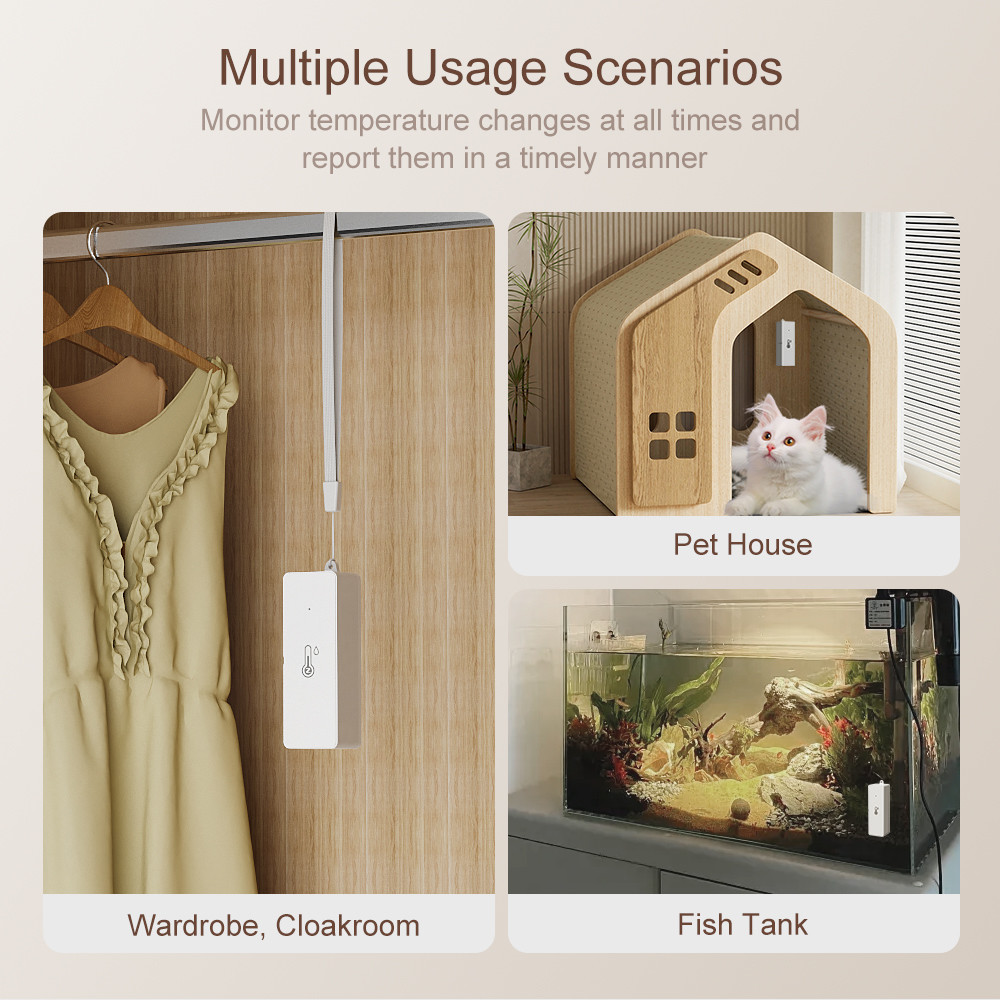 Tuya ZigBee3.0 Smart Temperature and Humidity Sensor, Battery Powered, Mini Indoor Hygrometer, Work with Alexa, Google Home