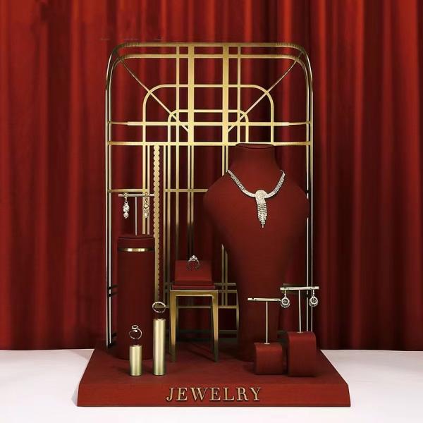 Buy cheap Customized MDF Velvet Metal Jewelry Trays Displays Necklace And Earring Display from wholesalers