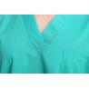 Buy cheap 125 GSM Men Nurse V Neck Green Plain Woven Medical Uniform Suit from wholesalers