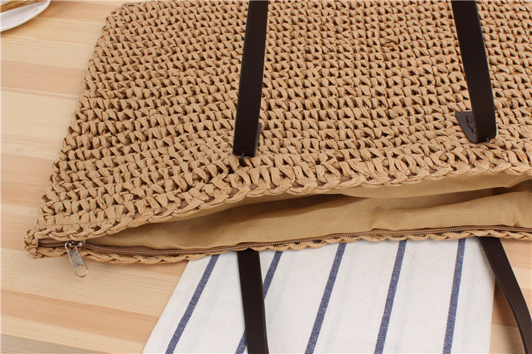 CROSS-BORDER NEW LARGE CAPACITY CASUAL STRAW BAG JAPAN AND SOUTH KOREA SHOULDER BAG SOLID COLOR HAND-WOVEN BAG SEN