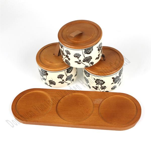 Silicone Ring Natural Wooden Jar Lid Leak-Proof Airtight Replacement for Mason