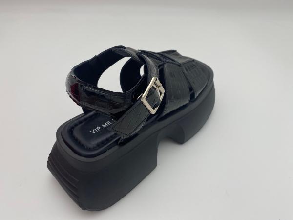 Buy cheap Women summer black thick soled sandals with metal button genuine leather summer from wholesalers
